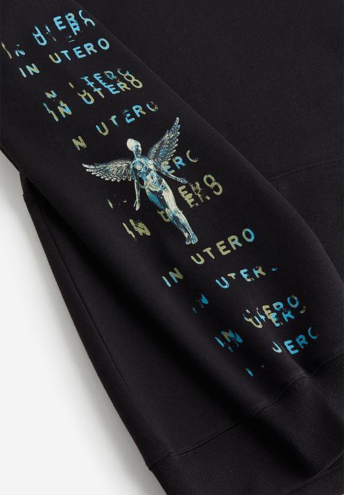 H&M - Oversized fit printed hoodie - black