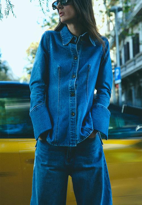 H&M - Fitted denim shirt - denim blue