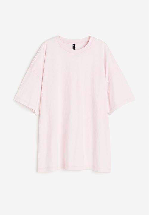 H&M - Oversized washed-look T-shirt - light pink 