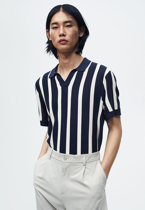H&M - Regular fit fine-knit polo shirt - navy 