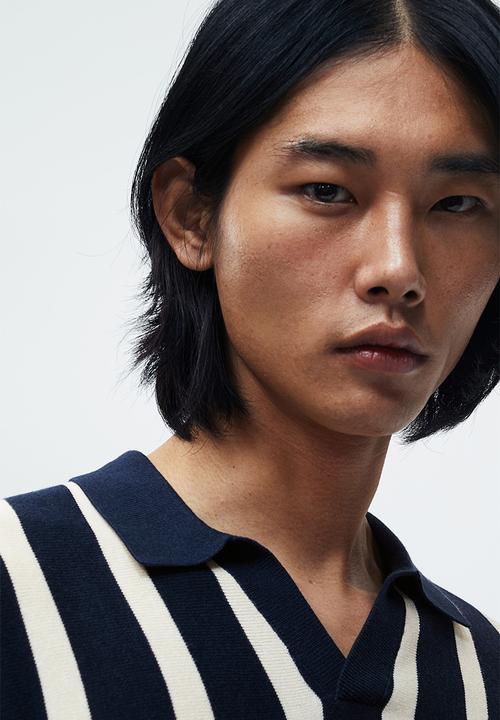 H&M - Regular fit fine-knit polo shirt - navy 