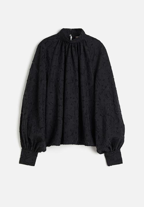H&M - Textured-weave blouse - black