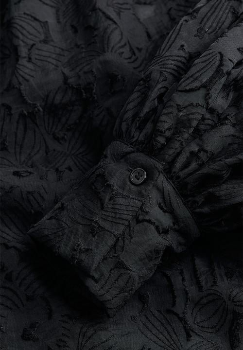 H&M - Textured-weave blouse - black