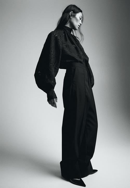 H&M - Textured-weave blouse - black