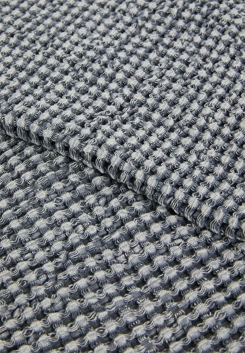 Sixth Floor - Cotton Waffle Stone Washed Bed Throw - Grey