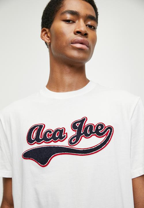 Aca Joe - Mens Aca Joe Towelling Applique Crew Tee Short Sleeve - Snow White