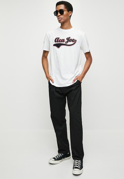 Aca Joe - Mens Aca Joe Towelling Applique Crew Tee Short Sleeve - Snow White