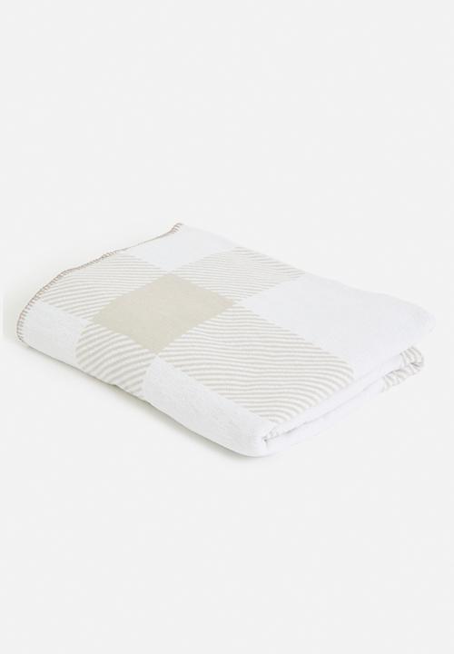 Sixth Floor - Check Bed Blanket Throw - Natural