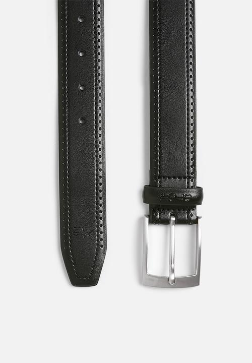 POLO - Brock Coated Leather Belt - Black