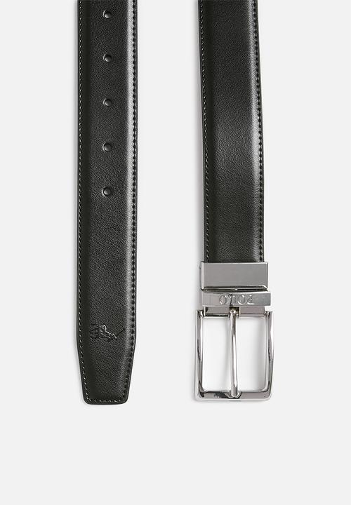 POLO - Landon Coated Leather Belt - Black/Light Brown