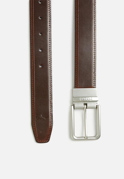 POLO - Perry Coated Leather Belt - Black/Brown 