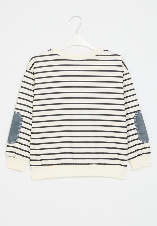 Pop Candy - Striped sweat top - ecru & grey