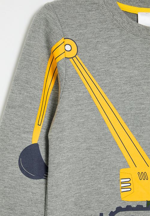 Pop Candy - Printed sweat top - grey & yellow