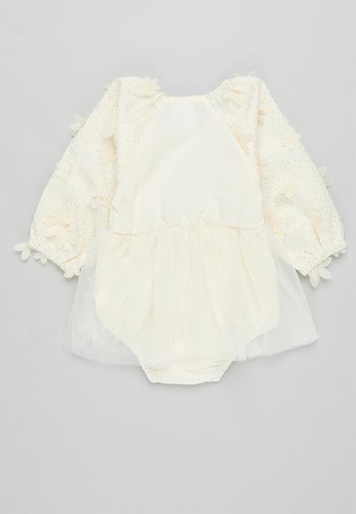 Pop Candy - Flower décor mesh dress - white