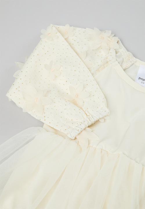 Pop Candy - Flower décor mesh dress - white