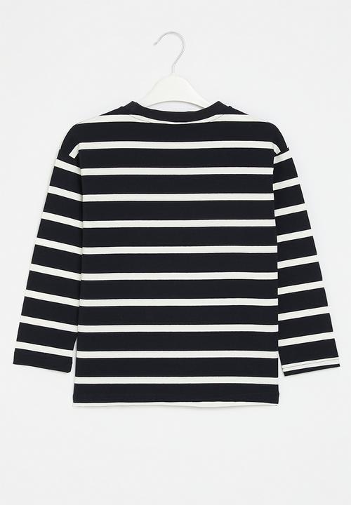 Pop Candy - Striped crew neck - navy & white