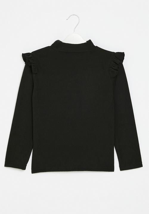 Pop Candy - Frilled rib top - black
