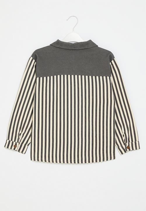 Pop Candy - Striped overshirt - grey & white