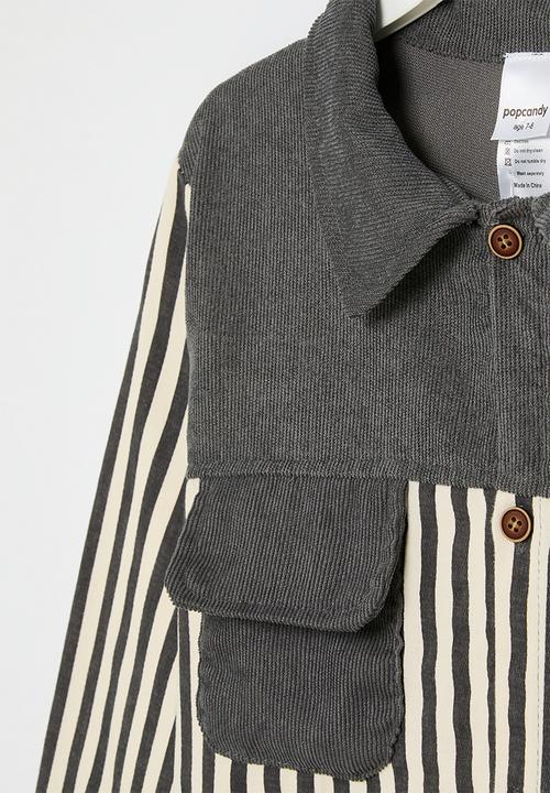 Pop Candy - Striped overshirt - grey & white