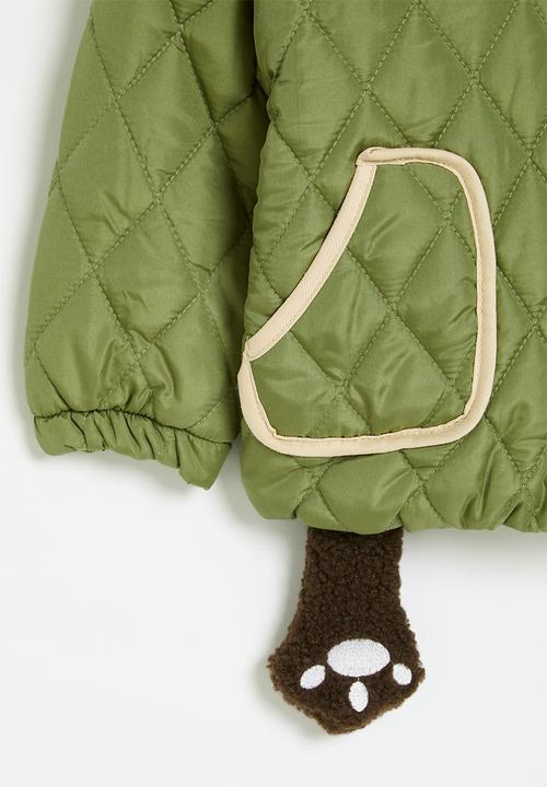 Pop Candy - Bear print quilted jacket-green