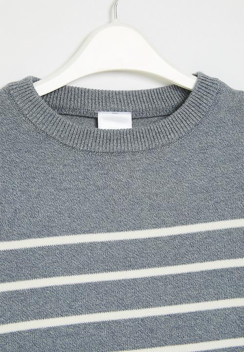 Pop Candy - Striped knitted jersey - grey & white
