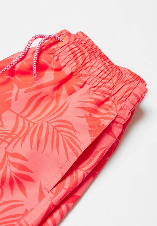 MANGO - Swimming trunks leaf - pastel pink