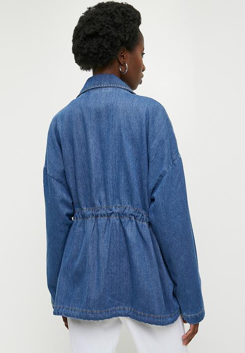 Superbalist - Denim longer length parka - mid blue