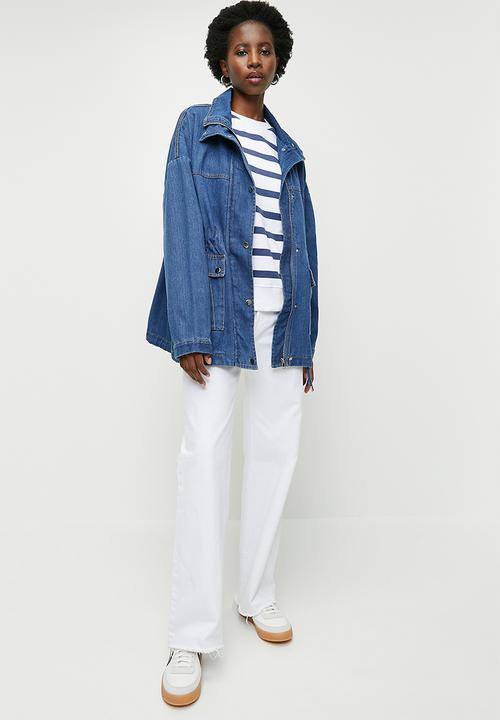 Superbalist - Denim longer length parka - mid blue