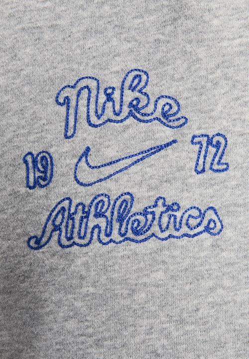 Nike - Club Fleece Varsity ft pullover hoodie - dk grey heather/lt smoke grey
