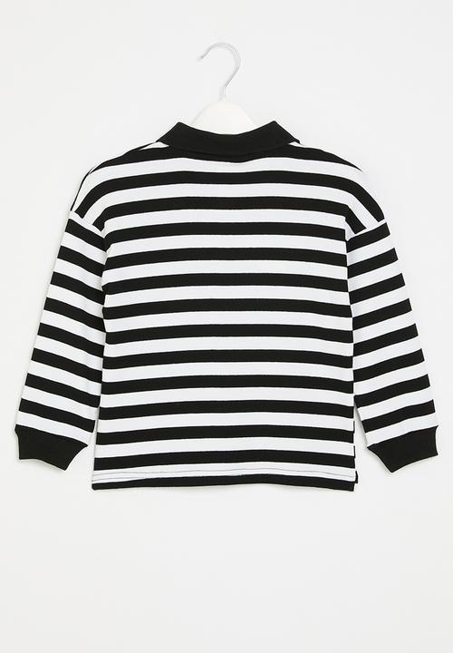 Pop Candy - Striped golf top - black & white