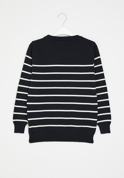 Pop Candy - Striped knitted jersey - navy & white