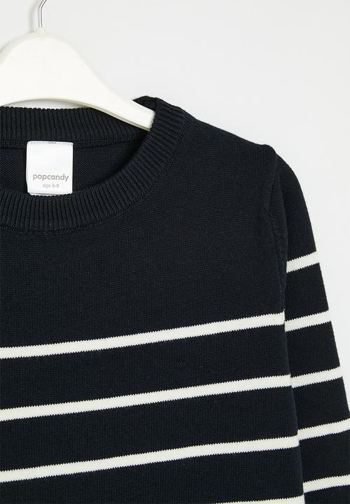 Pop Candy - Striped knitted jersey - navy & white