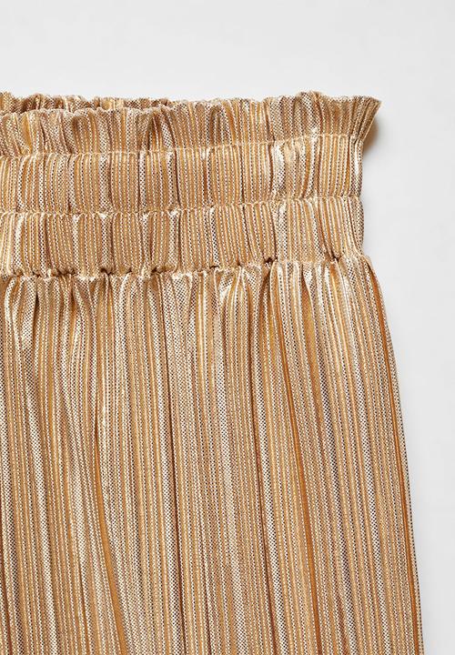 MANGO - Trousers pleaty - gold