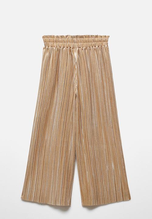 MANGO - Trousers pleaty - gold