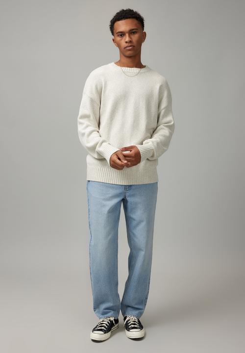 Factorie - Boxy Crew Neck Knit - Silver Marle