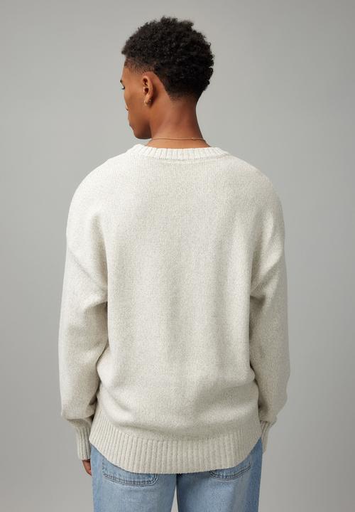 Factorie - Boxy Crew Neck Knit - Silver Marle
