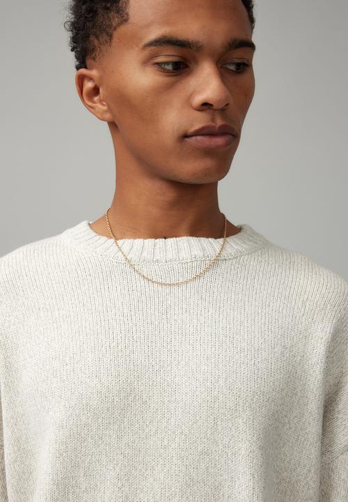 Factorie - Boxy Crew Neck Knit - Silver Marle