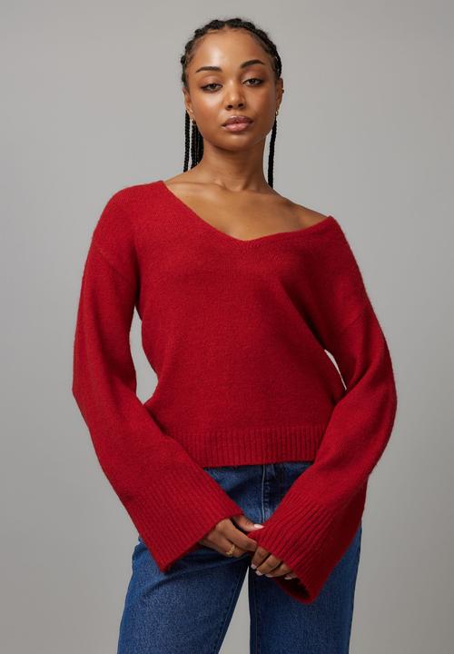 Factorie - Charlie V-neck Knit Jumper - Scooter