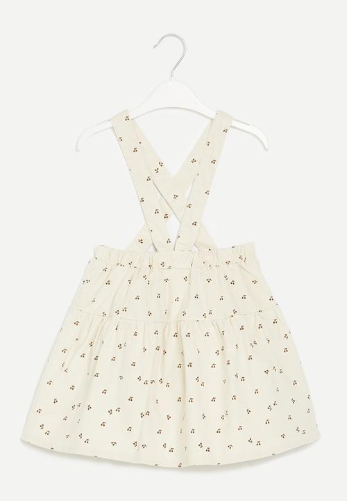 Pop Candy - Printed suspender skirt-light brown