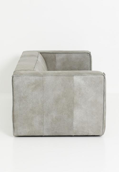 Sixth Floor - Seattle genuine leather 3 seater sofa - zambezi grey