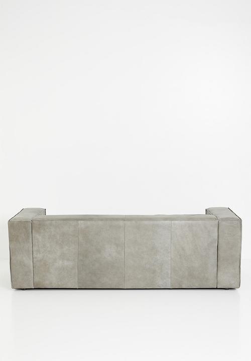 Sixth Floor - Seattle genuine leather 3 seater sofa - zambezi grey