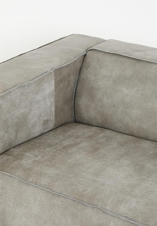 Sixth Floor - Seattle genuine leather 3 seater sofa - zambezi grey
