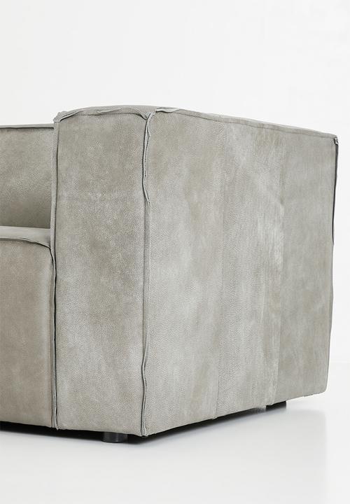 Sixth Floor - Seattle genuine leather 3 seater sofa - zambezi grey