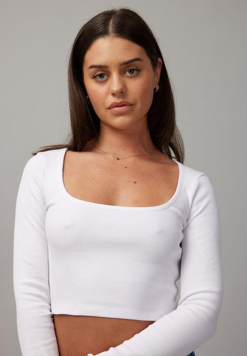 Factorie - Maddie crop long sleeve - white