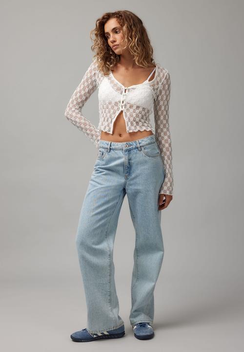 Factorie - Ella 3/4 sleeve lace cardi - white