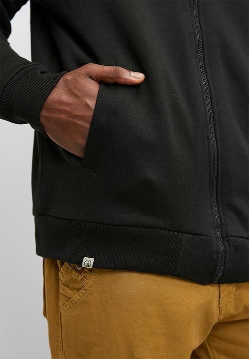 Lark & Crosse - Themba Sherpa Lined Zip Thru Hoodie Pullover - Black