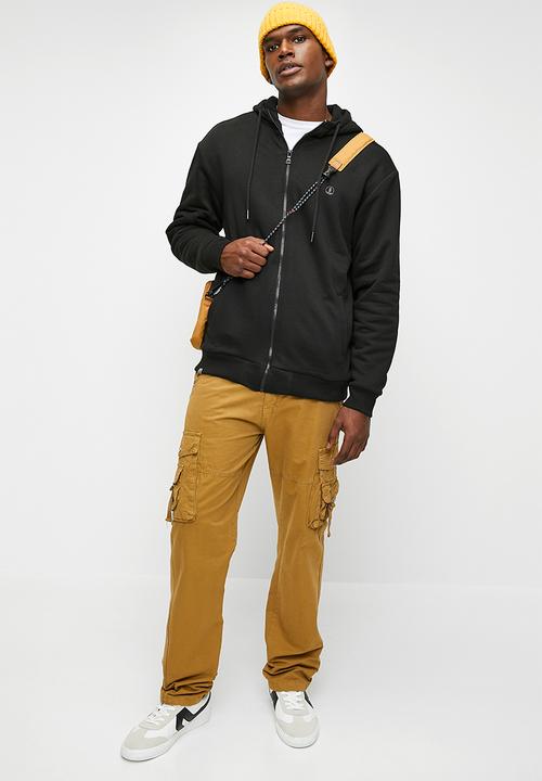 Lark & Crosse - Themba Sherpa Lined Zip Thru Hoodie Pullover - Black