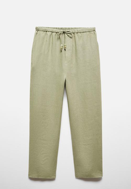 MANGO - Trousers Linen - Green