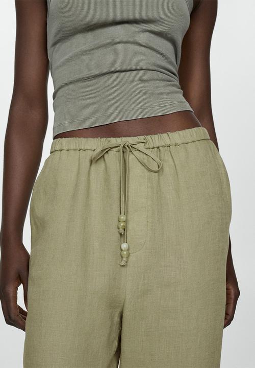 MANGO - Trousers Linen - Green