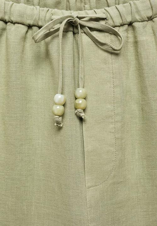 MANGO - Trousers Linen - Green